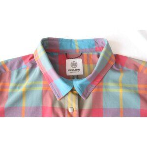 Flyflow Plaid Shirt Women Anderson Metal Button Snap Lightweight Sz M (WB479)